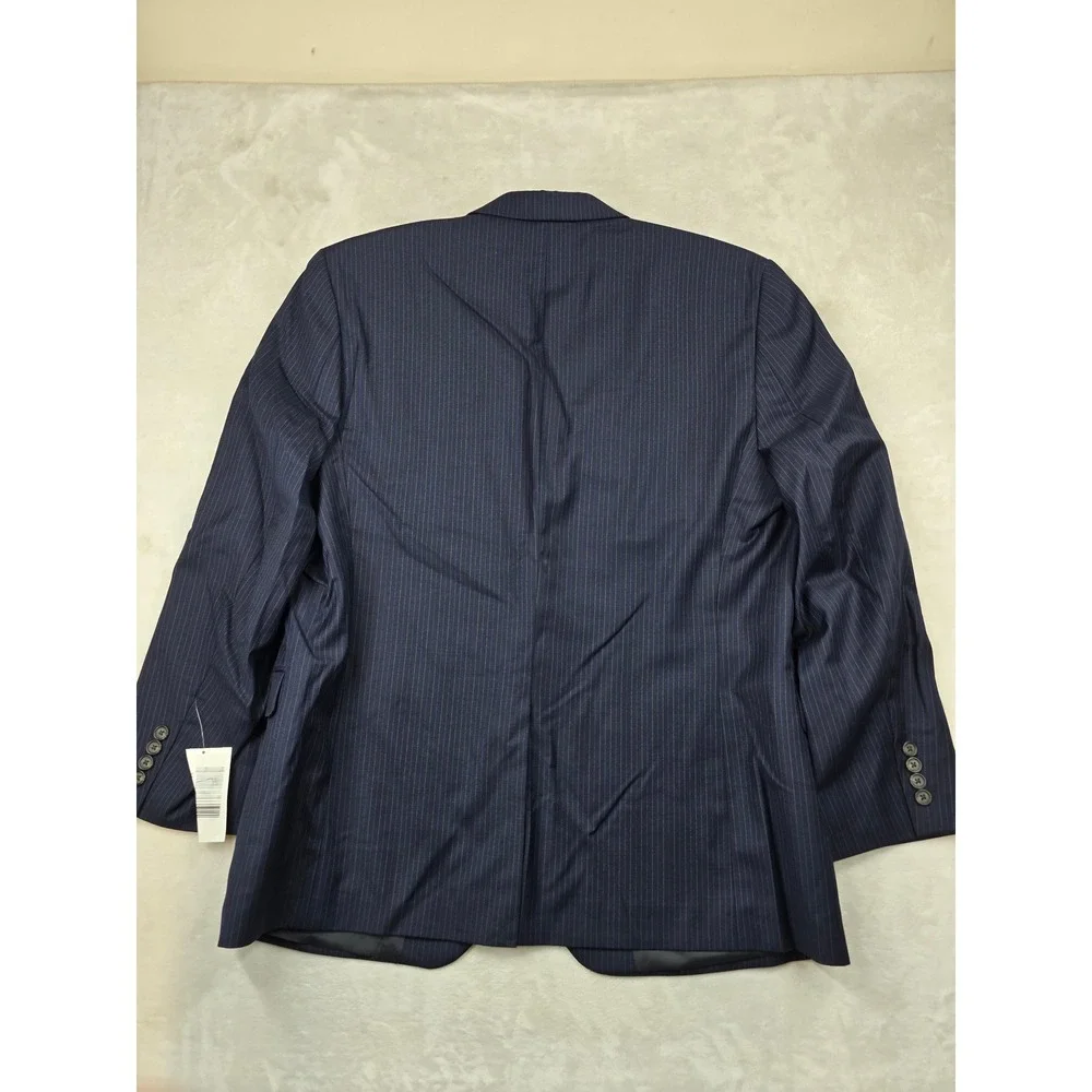 LRL Ralph Lauren Suit‎ Jacket Mens 44R Navy Blue Pinstripe Wool Blend Blazer